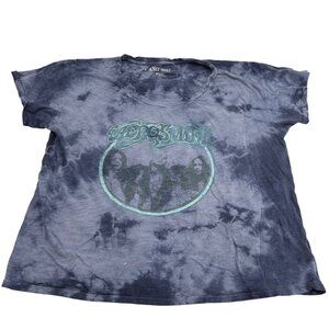 Aerosmith Tie-Dye T-Shirt Knit Riot‎ Medium Blue Graphic Band Tee